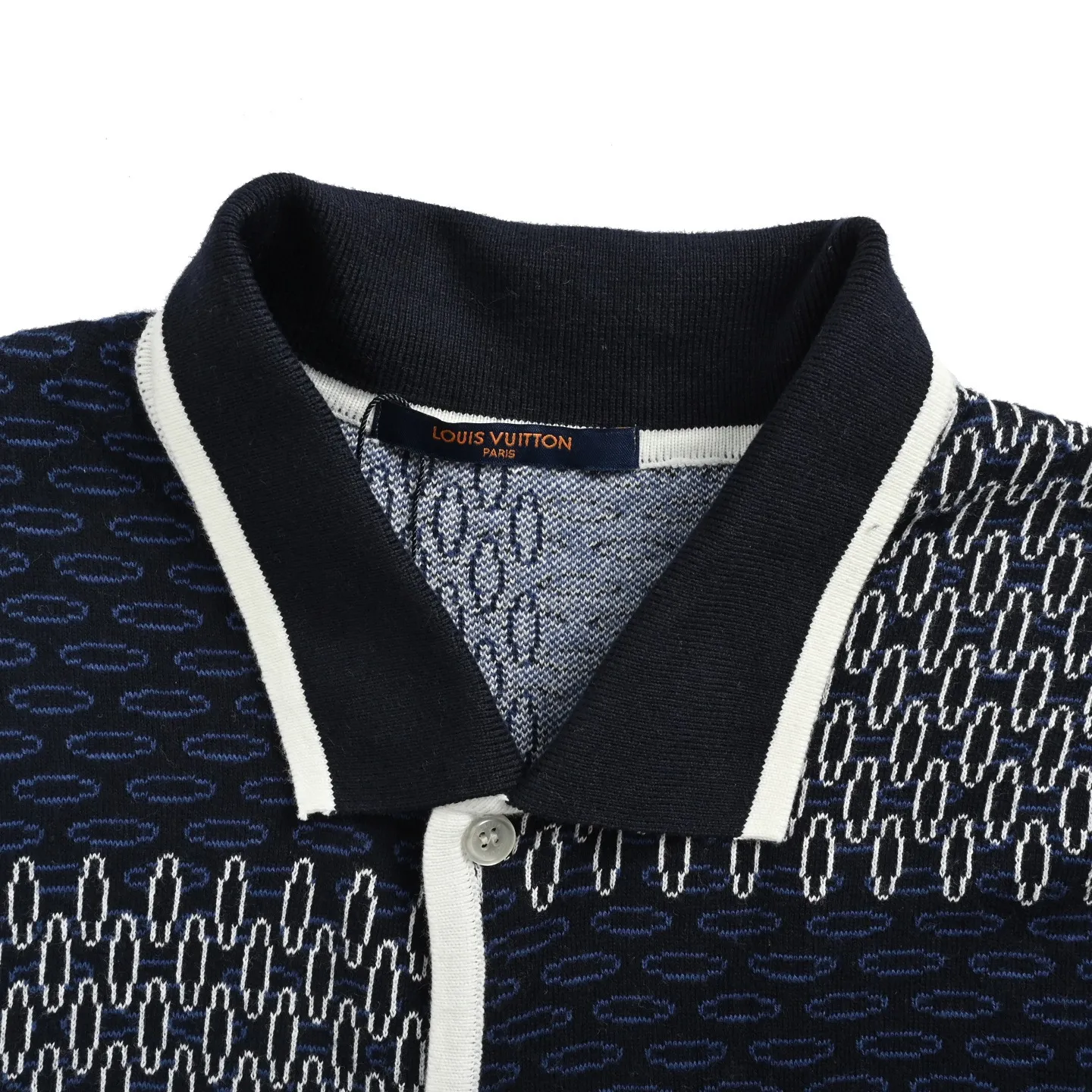 Louis Vuitton/Louis Vuitton 26ss checkerboard jacquard knitted cardigan short sleeves
